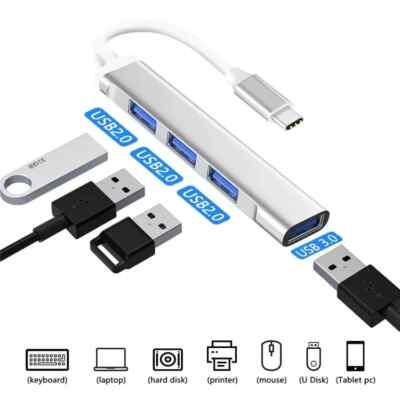 USB 3.0 HUB Verteiler Splitter Adapter Super Speed Datenhub 4 Port für Laptop PC
