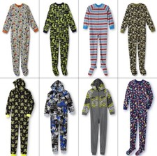 Boys Christmas Pajamas Blanket Sleeper One Piece Emoji Santa Feet Zips Size 4-5