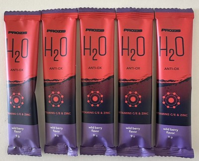 Prozis H20 Anti-Ox Vitamins C, E, Zinc Wild Berry  Powder 5 Packets Free Ship
