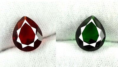 Natural Pear Ruby & Emerald Loose Gemstone Pair 6.55 Ct/12 mm Certified GH97