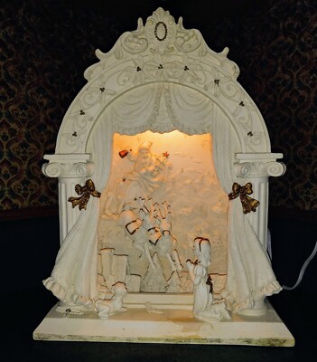 Girl With Santa And Reindeer Diorama