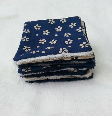Tissu Japonais Sevenberry Sakura Fleurs Bleu/écru - Coupon 45x54 Cm, 100% Coton, Pour Patchwork