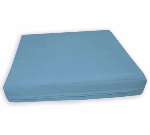 mb57t Lt Ocean Blue Flat Velvet Style 3D Box Sofa Seat Cushion Cover Custom Size - Picture 1 of 7