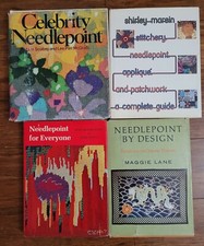 4 VINTAGE NEEDLEPOINT BOOKS, NEEDLEPOINT BY DESIGN, CELEBRITY NEEDLEPOINT  MORE