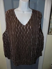 Elana by Tanner Brown Dressy Silk Blouse Shirt Top Size 20 Women's NEW 
