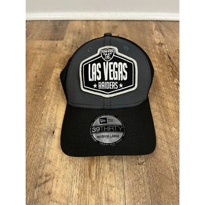 New Era 39Thirty Las Vegas Raiders Fitted Hat M/L Black Gray Embroidered NWT