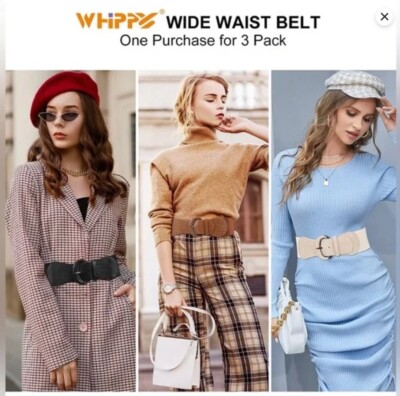 3 Pack Women Wide Elastic Waist Belt Vintage Stretchy Belt  display picture 3
