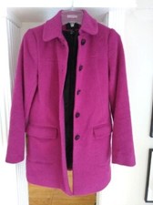 H&m Fuchsia Pink Womens Small Size 4 Wool Blend Coat Jacket Ladies Nice!