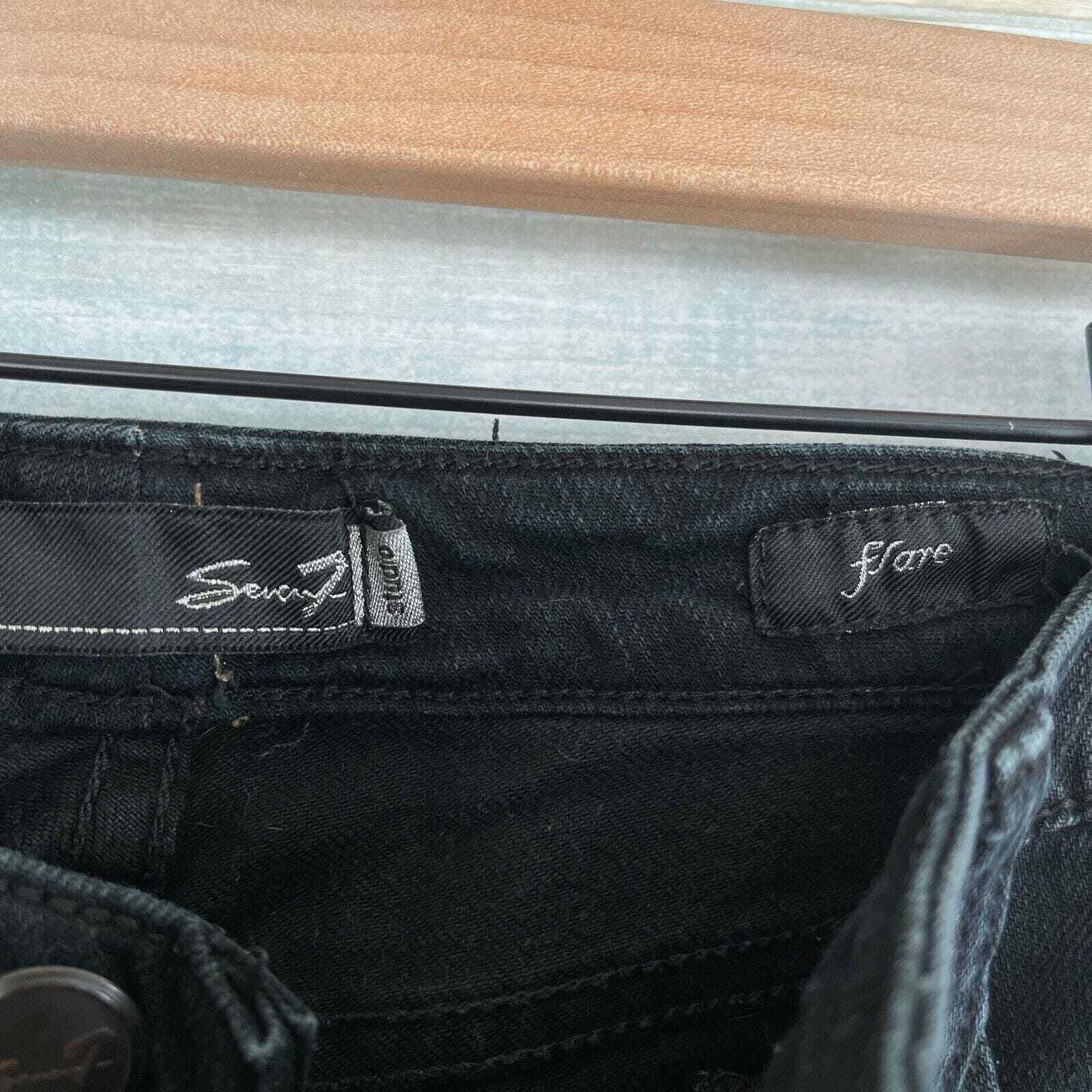 Seven7 Studio High Rise Flare Jeans Black Stretch… - image 7