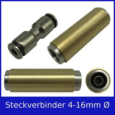 SAMETRUCK Steckverbinder 4-16mm Ø für Kunststoffrohr PU Schlauch Messing Druckluft Metall