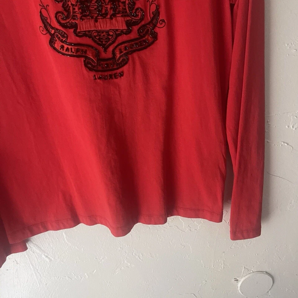 Camisa LRL Lauren Ralph Lauren Talla Mediana Roja Vacaciones Reno Cuentas Dinero Antiguo Foto 3 de 4