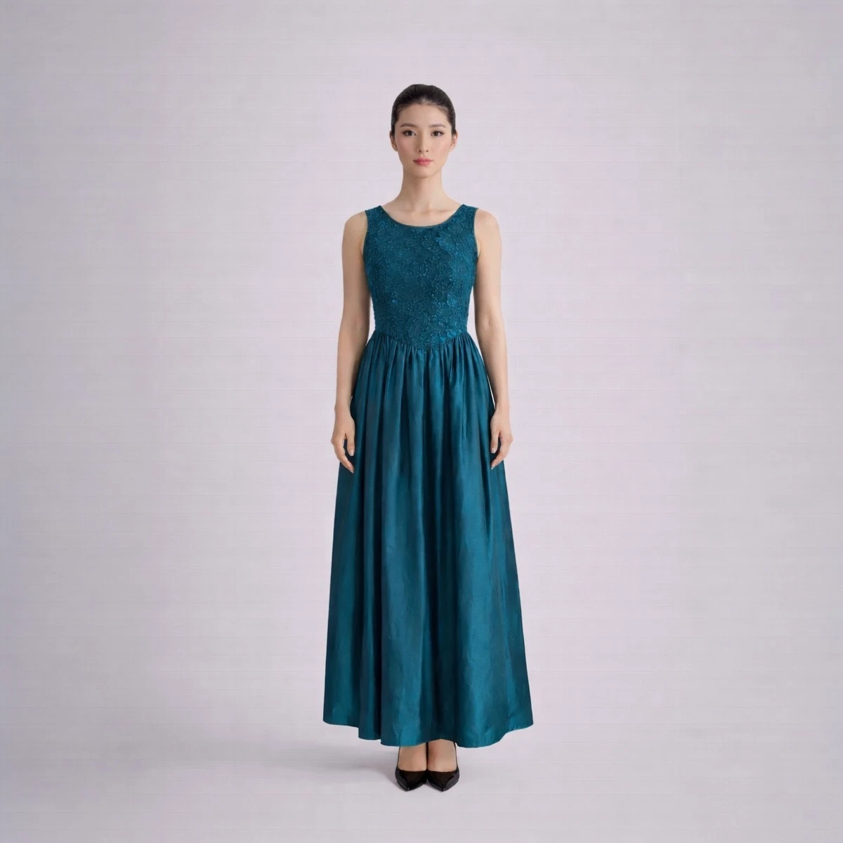 slim fit dress slacks Vintage 90s Green Velvet JESSICA McCLINTOCK Off-the-Shoulder Lace Dres   Barrio Boutique