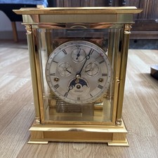 Kieninger German Brass Carriage Mantel Clock Triple Calendar Moon Phase 24cm H