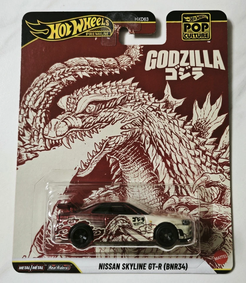 HOT WHEELS PREMIUM - 2025 POP CULTURE NISSAN SKYLINE GT-R (BNR34) - GODZILLA