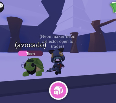 Adopt Me! Neon Rideable Teen Turtle Virtual Pet Game Item Asset
