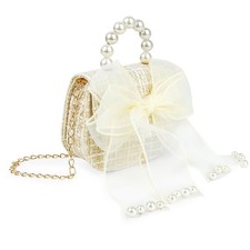 Cute Crossbody Purse, Little Girls, Bowknot, Shoulder Bag, Pearl Handle, Kids