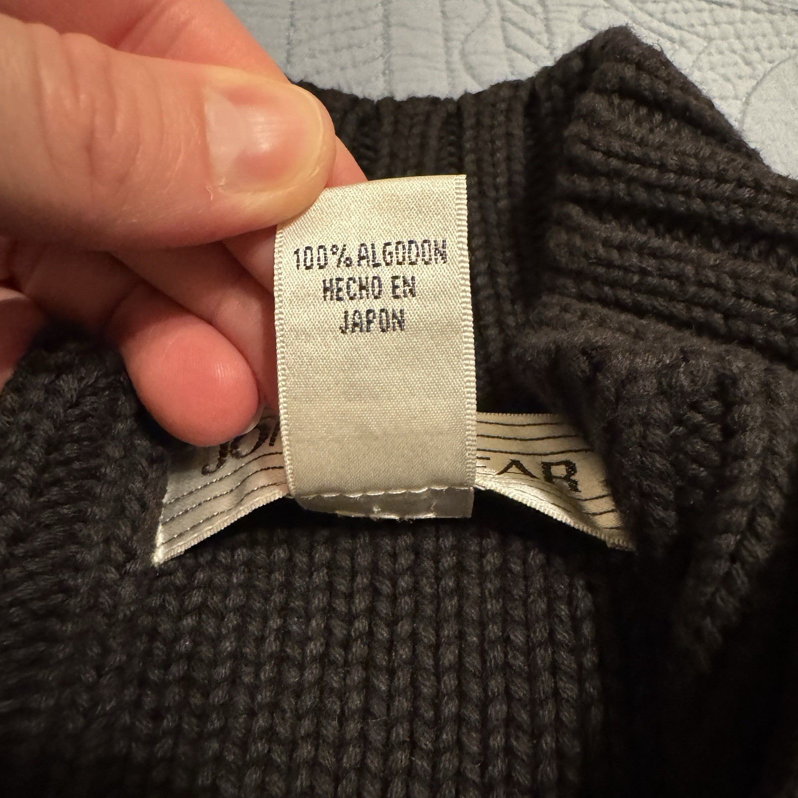 Jones Wear Sport Black Full Zip Sweater Size Large 100% Cotton Made In Japan