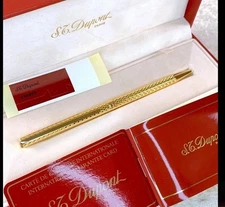 Vintage St DuPont Gold Tone Pen With Box And Papers