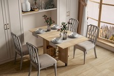 DFW Folding Dining Table, Versatile Dinner Table with 2 Wheels and 2 Storage R