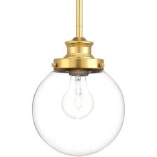 Progress Lighting Penn 6-7/8 in. 1-Light Golden Natural Brass Clear Glass Globe