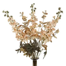 Brown Delphinium Artificial Flowers Combo Eucalyptus Stems 5PCS 34" Long Stem...