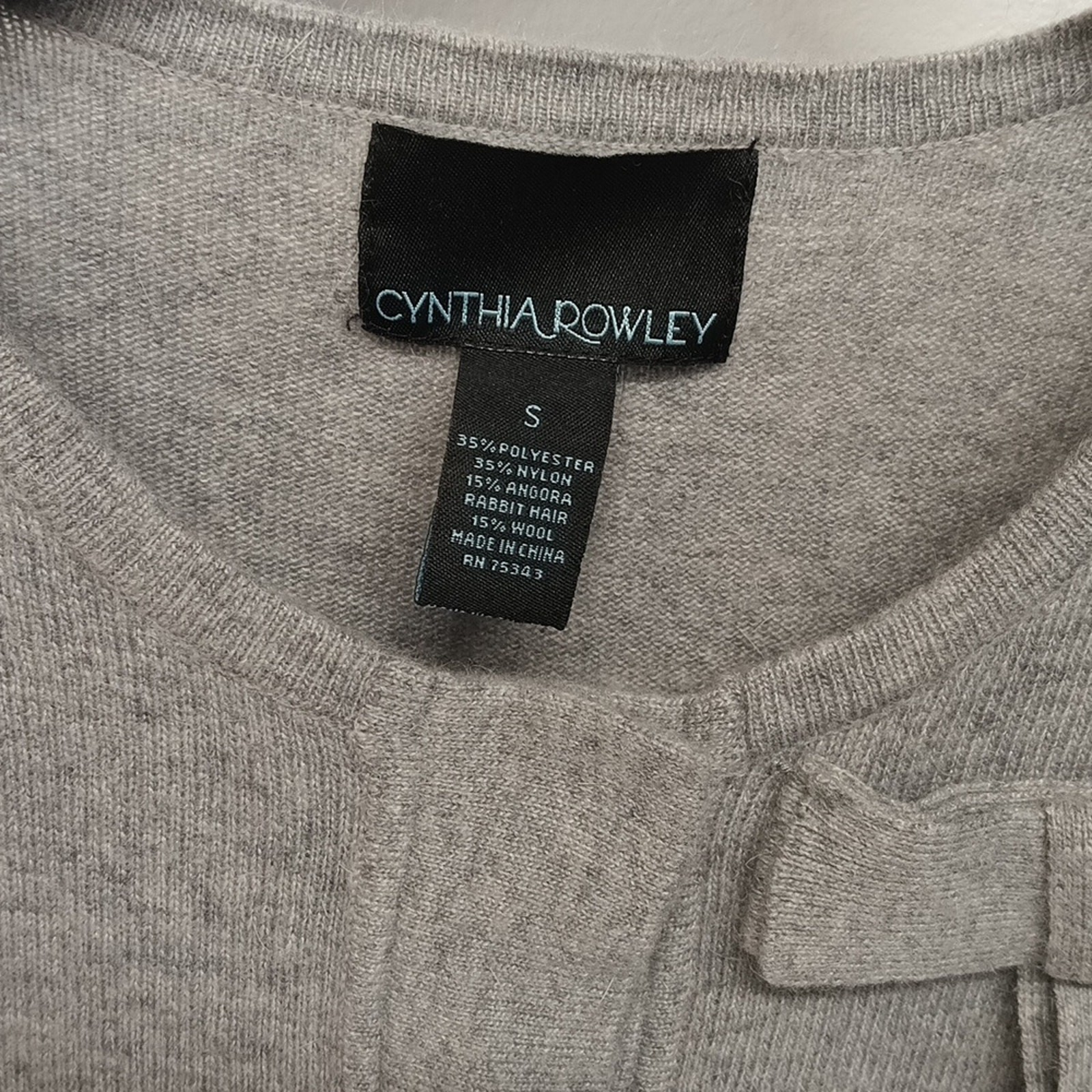 Cynthia rowley angora wool grey peplum Ruffle hem Bow women's sweater size Small