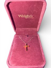 Vintage Unused B. A. Ballou Co. 14k Gold Cross Pendant w/ 18" Chain READ DESC.