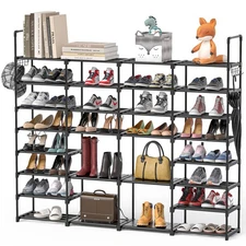 Extra Large Shoe Rack, 8 Tier 4 Rows 72-76 Pairs Big Tall Metal Shoe Shelf,Bi...