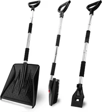 3-In-1 Portable Snow Shovel Kit with Ice Scraper and Snow Brush, Collapsible