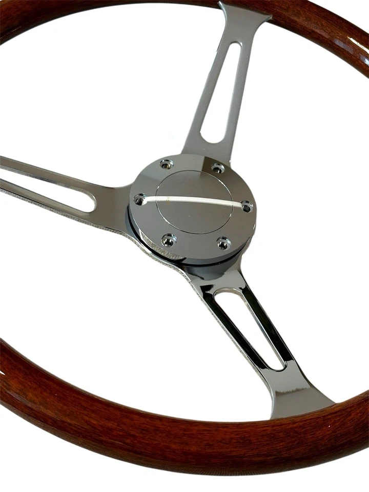 Volante Per Auto Universale Vintage Classico In Legno Da 15 Pollici Sportivo - Image 2 of 4