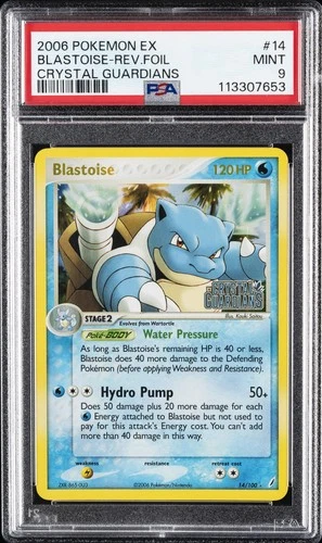 2006 POKEMON EX CRYSTAL GUARDIANS #14 BLASTOISE-REVERSE FOIL PSA 9