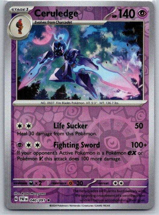 Ceruledge 040/091 Rare Paldean Fates Pokemon Reverse Holo Near Mint