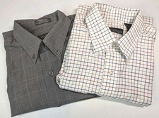 Lot of 2 Van Heusen Men's Wrinkle Free M 15-15.5 Plaid Button Down SS Shirts
