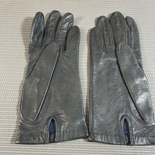 Vintage Fownes Black Leather Gloves Size 7 Y11 