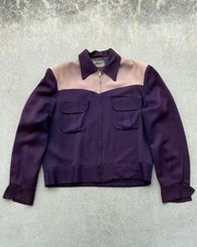 Vintage 1950's Lakeshire Rayon Gabardine Jacket Size M Purple Beige Length 63cm