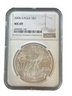 2006 American Silver Eagle $1 Dollar Coin One Troy Ounce 0.999 Fine NGC MS69