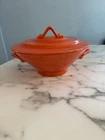Homer Laughlin Covered Casserole Harlequin Atomic Red  #37  Excellent Condition
