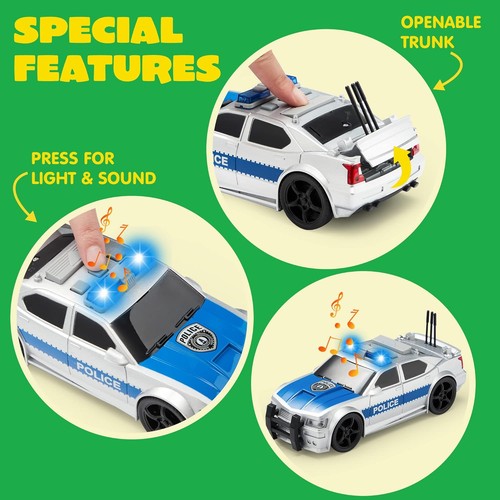 4 Pcs 7" Long Vehicle Toy Set, Toddlers Cars with Lights and Siren Sound - Picture 3 of 11