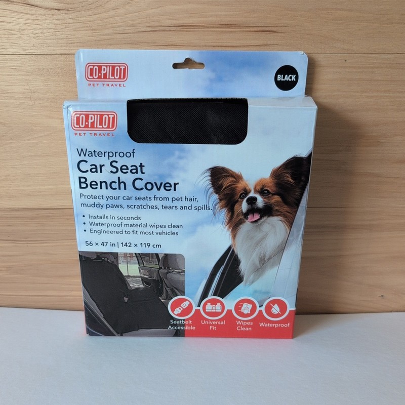 Co-Pilot Gray Waterproof Bench StyleDog Car Seat Cover, seatbelt accessible