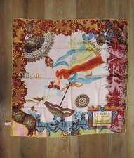 Christian Lacroix Latin Europe Carried Away 100% Seta Silk Square Scarf Lady 26"