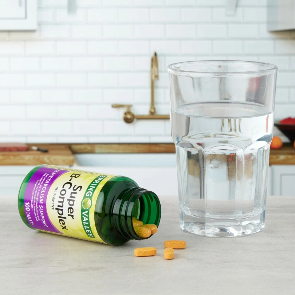 Spring Valley Super B-Complex Metabolism Support B Vitamins Tablets, 100 CT.. - Image 3 of 4