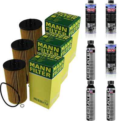 3xMANN ÖLFILTER-HU 835/1 z +3xLiqui Moly Pro-Line Motorspülung/3x Cera Tec