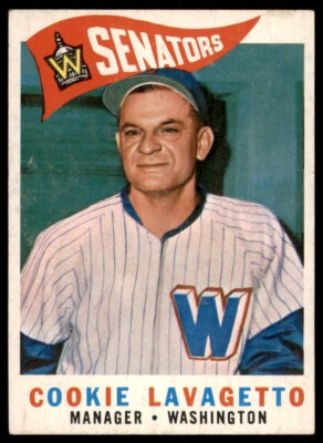 1960 Topps #221 COOKIE LAVAGETTO  Mgr  Washtington Senators  EXMT-NM