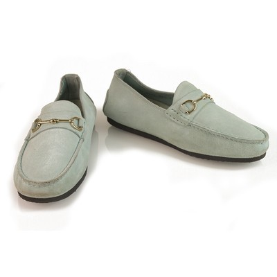 light blue moccasins