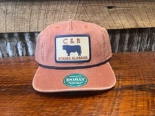 New C&B Farm + Outdoors Orange Legacy Skully Vintage Style Rope Cap Hat Bull