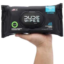 DUDE Wipes Flushable Wipes - 3 Pack  144 Wipes - Unscented Extra-Large