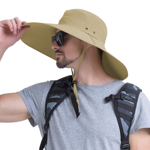 Men Women Wide Brim Sun Hat Breathable Bucket Cap Summer Fishing UV Protection - Picture 50 of 186