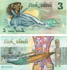 1992 Cook Islands 3$ banknote a-UNC P6 6th Festival of Pacific Arts in Rarotonga