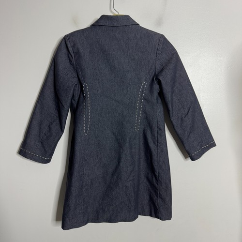 Burberry Denim Long Coat 8 Small Girls Youth Formal Charcoal Formal - Picture 4 of 7