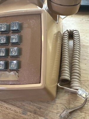 Bell System Western Electric Desk Push Button Phone Peach-Vintage
